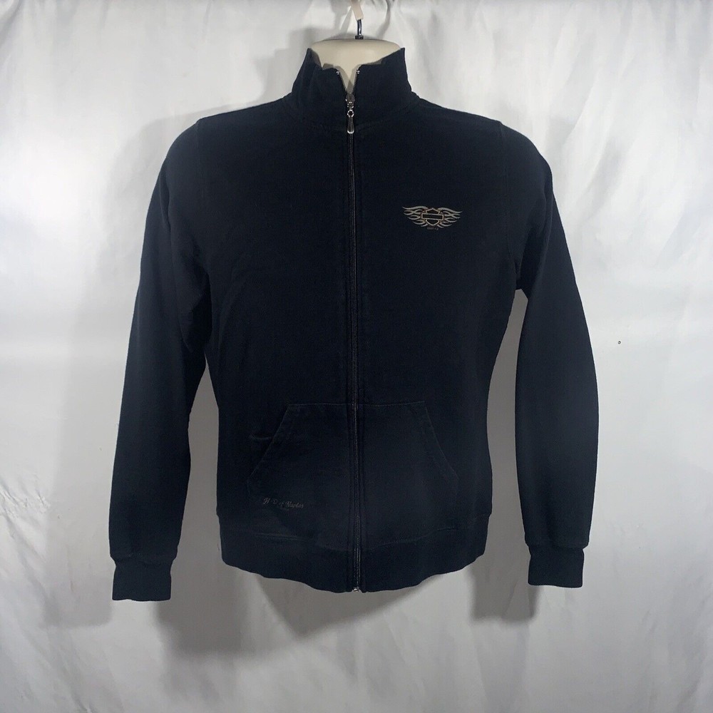 Harley Davidson H-D Women’s Medium Black Full Zip Jacket With Headphones Pocket